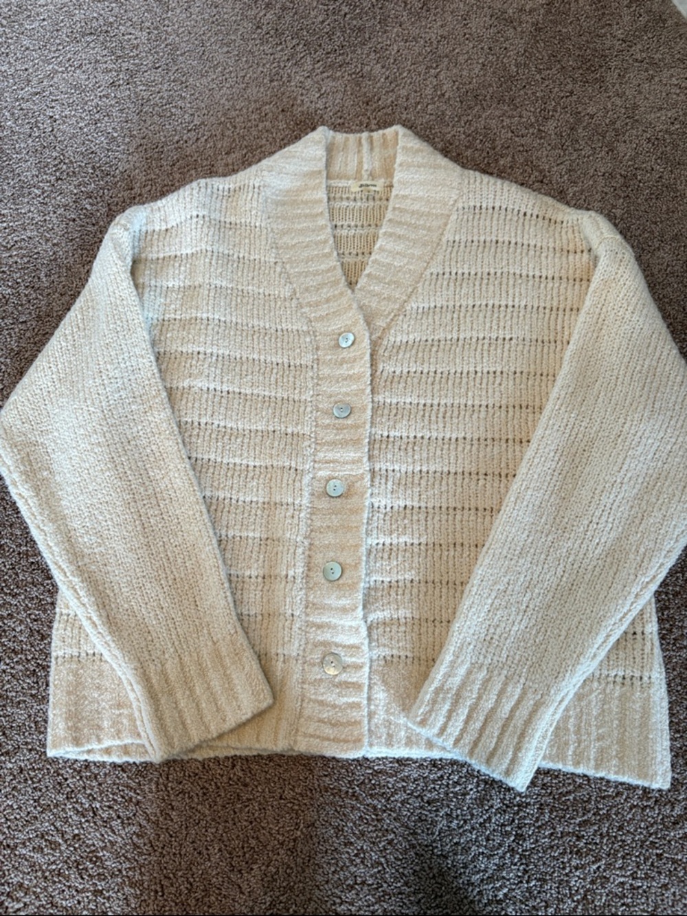 Bellerose Cream Ribbed Button-Up Women's Cardigan - Picture 3 of 7
